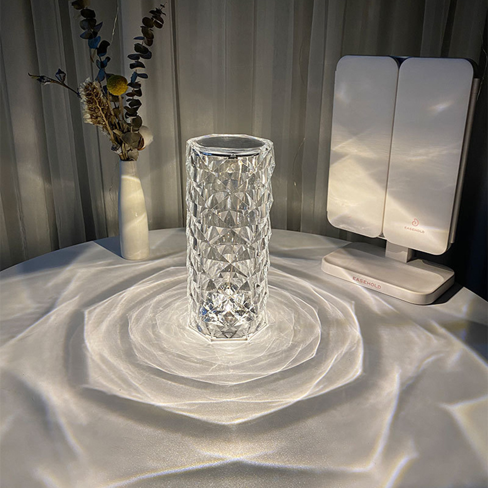 Nordic Crystal Lamp USB Table Lamps Bedroom Touch Dimming Atmosphere Diamond Night Light Rose Projector Lamp Decor - Image 4